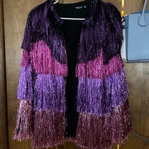 Karma nastygal purple fringe tinsel jacket